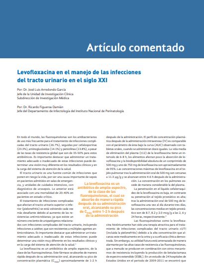 LEVOFLOXACINA Reel seccion articulos comentados
